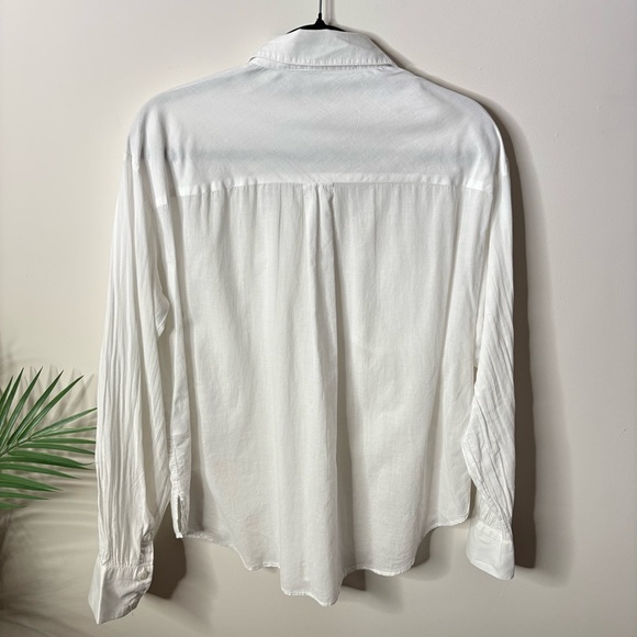 VERONICA BEARD Gil White Cotton Button Up Long Sleeve Shirt - Picture 7 of 7